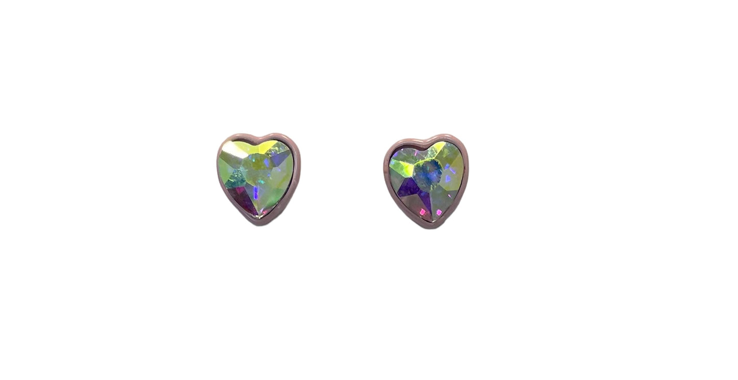 Heart Earrings with AB Stone
