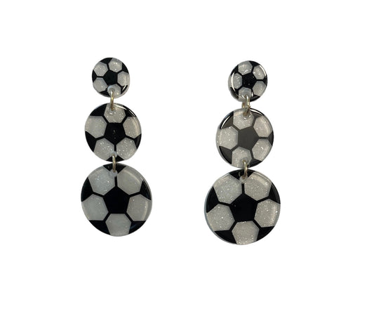 Soccer Glitter Resin Dangle Soccer Earrings