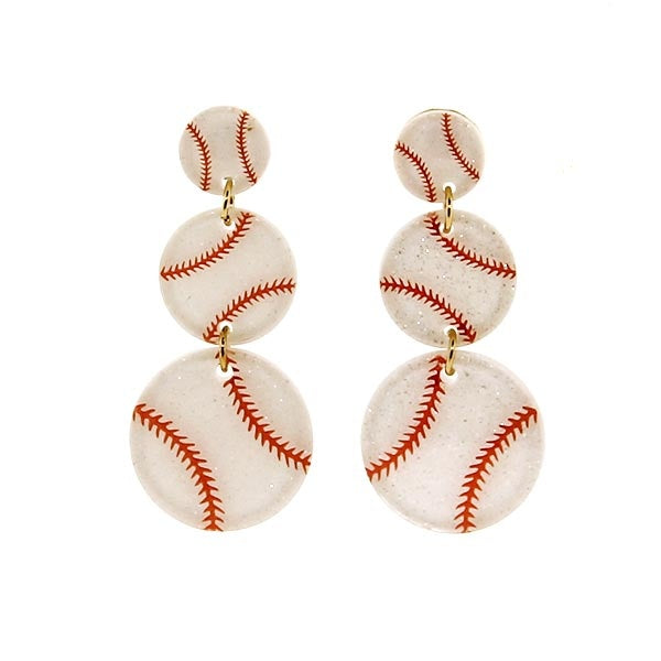 Baseball Glitter Resin Dangle Baseball Earrings