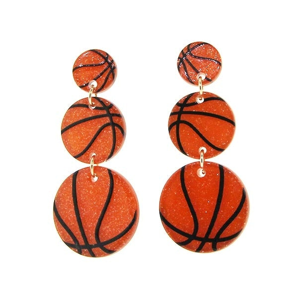 Basketball Glitter Resin Dangle Earrings