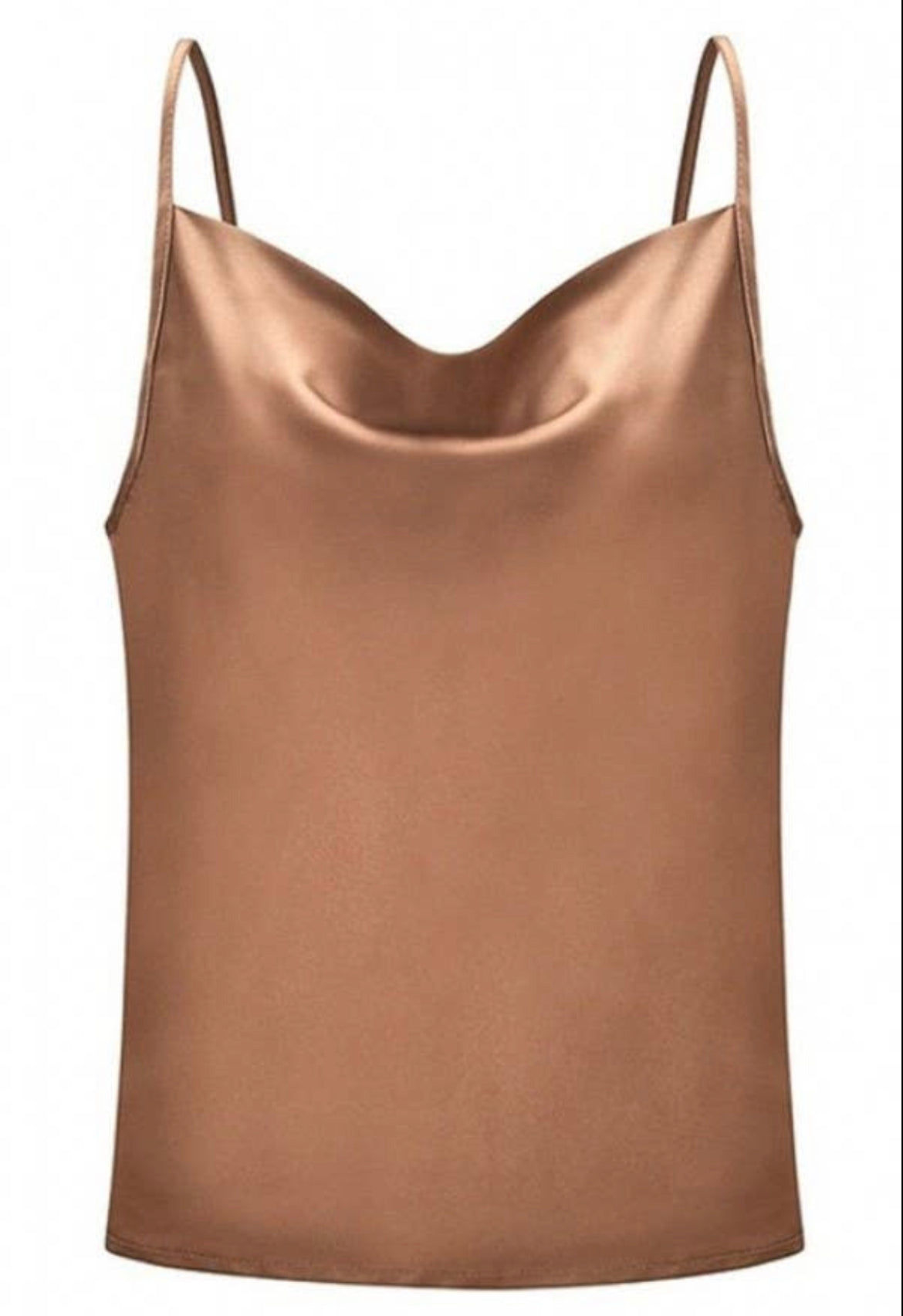 Satin Casual Cami with Adjustable Strap in Gold