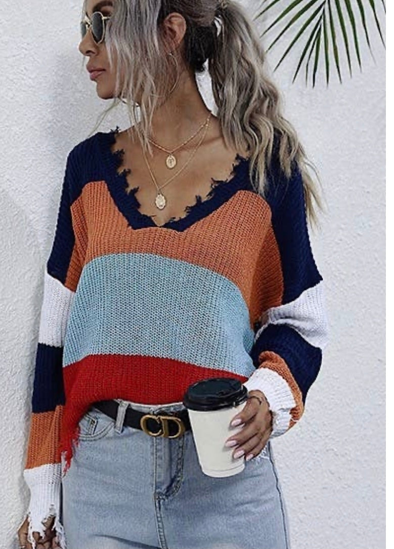 Colorful V-Neck Sweater