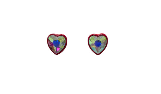 Heart Earrings with AB Stone