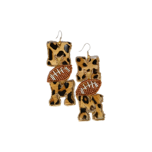 Leopard Mom Earrings-Football