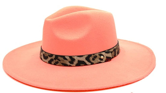 Coral and Leopard Print Hat